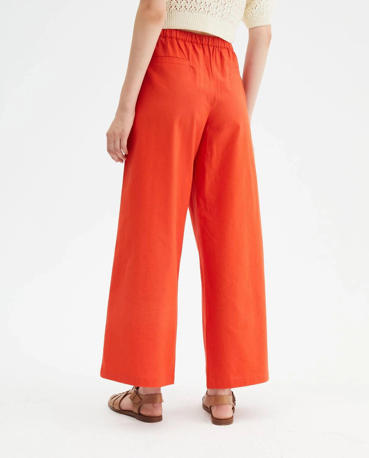 Women's High-Waisted Wide-Leg Trousers In Red