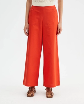 Women's High-Waisted Wide-Leg Trousers In Red